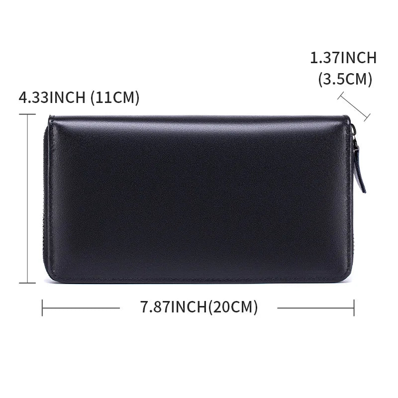 Genuine Leather Long Clutch Wallet for Men – Zipper