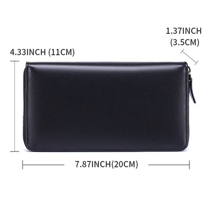 Genuine Leather Long Clutch Wallet for Men – Zipper