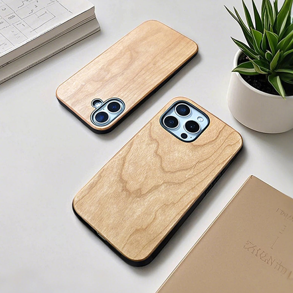 Cherry Wood iPhone 16 Case – Shockproof Natural Wood Phone Cover