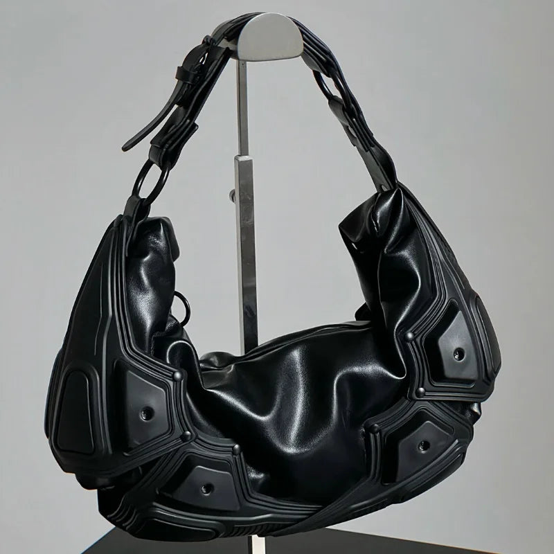 Punk PU Leather Shoulder Bag – Vintage Underarm Hobo Bag