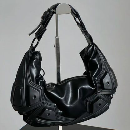 Punk PU Leather Shoulder Bag – Vintage Underarm Hobo Bag