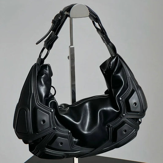 Punk PU Leather Shoulder Bag – Vintage Underarm Hobo Bag