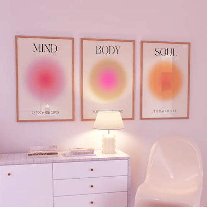 Mind Body Soul Aura Gradient Wall Art Poster – Spiritual 3-Piece Set