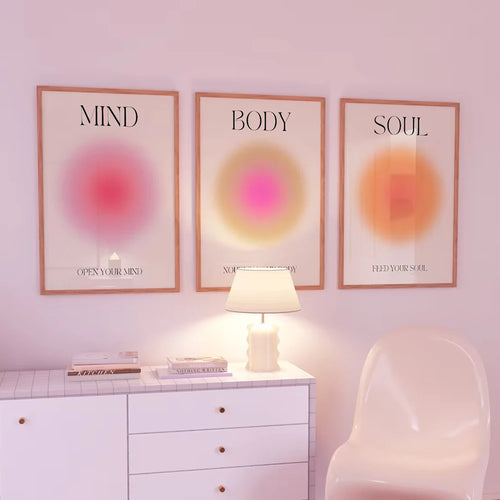 Mind Body Soul Aura Gradient Wall Art Poster – Spiritual 3-Piece Set
