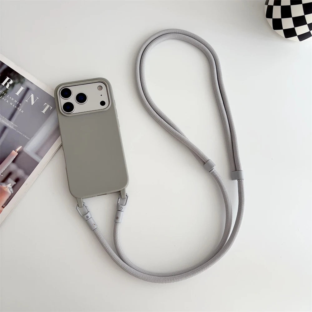 Crossbody Lanyard Silicone iPhone Case with Neck Cord Strap