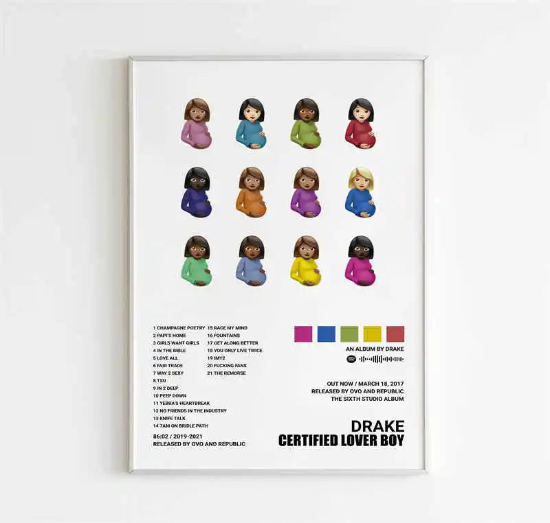 Drake Album Tracklist Poster – Hip Hop Music Wall Art