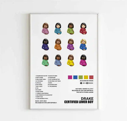 Drake Album Tracklist Poster – Hip Hop Music Wall Art