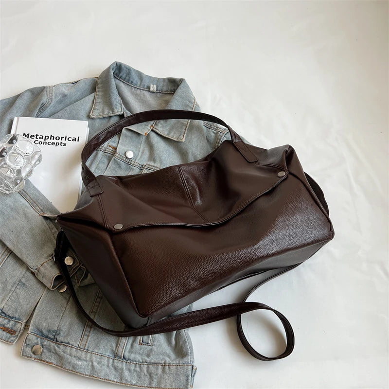 Large PU Leather Shoulder Tote Bag – Women's Luxury Handbag