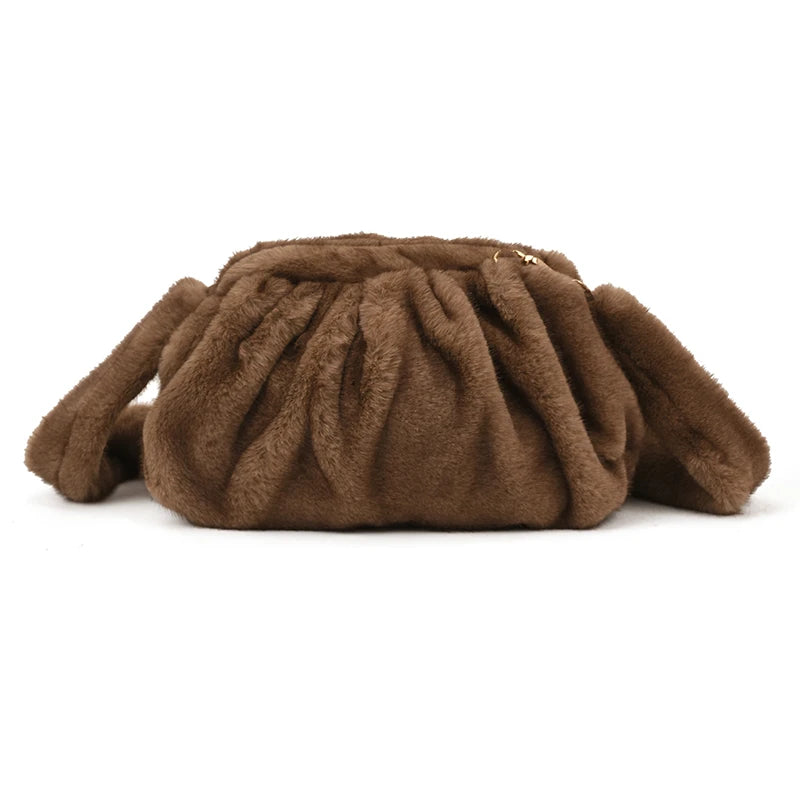 Winter Mink Fur Wrinkle Shoulder Crossbody Bags