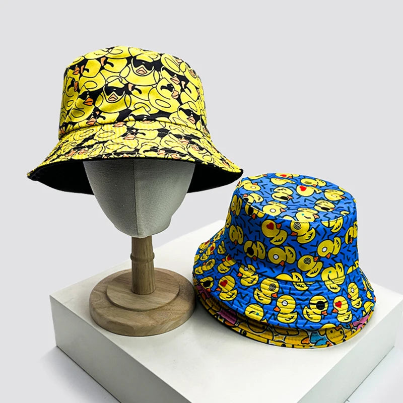 Duck Print Bucket Hat – Reversible Unisex Fisherman Cap
