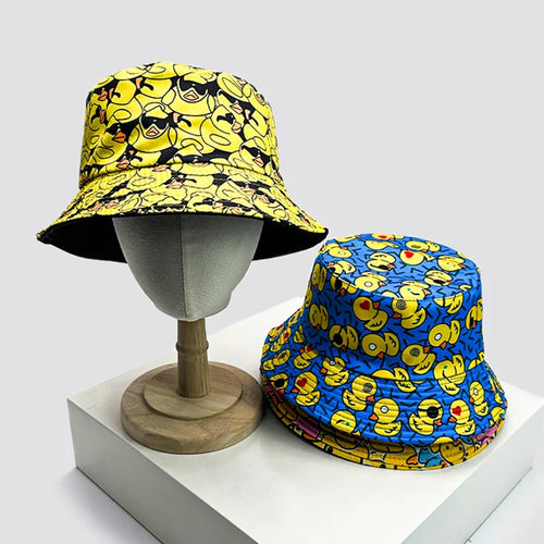 Duck Print Bucket Hat – Reversible Unisex Fisherman Cap