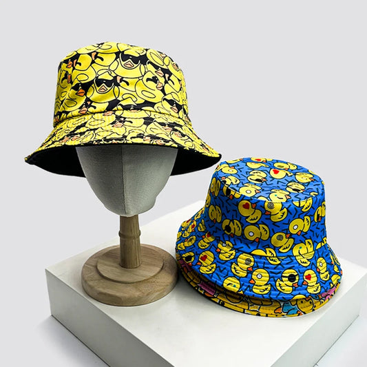 Duck Print Bucket Hat – Reversible Unisex Fisherman Cap