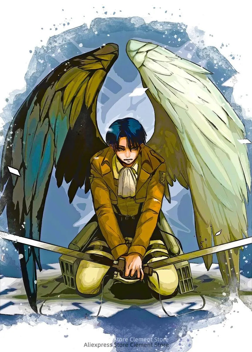 Attack on Titan Anime Wall Art Poster – Levi Ackerman & Eren Yeager Canvas Print