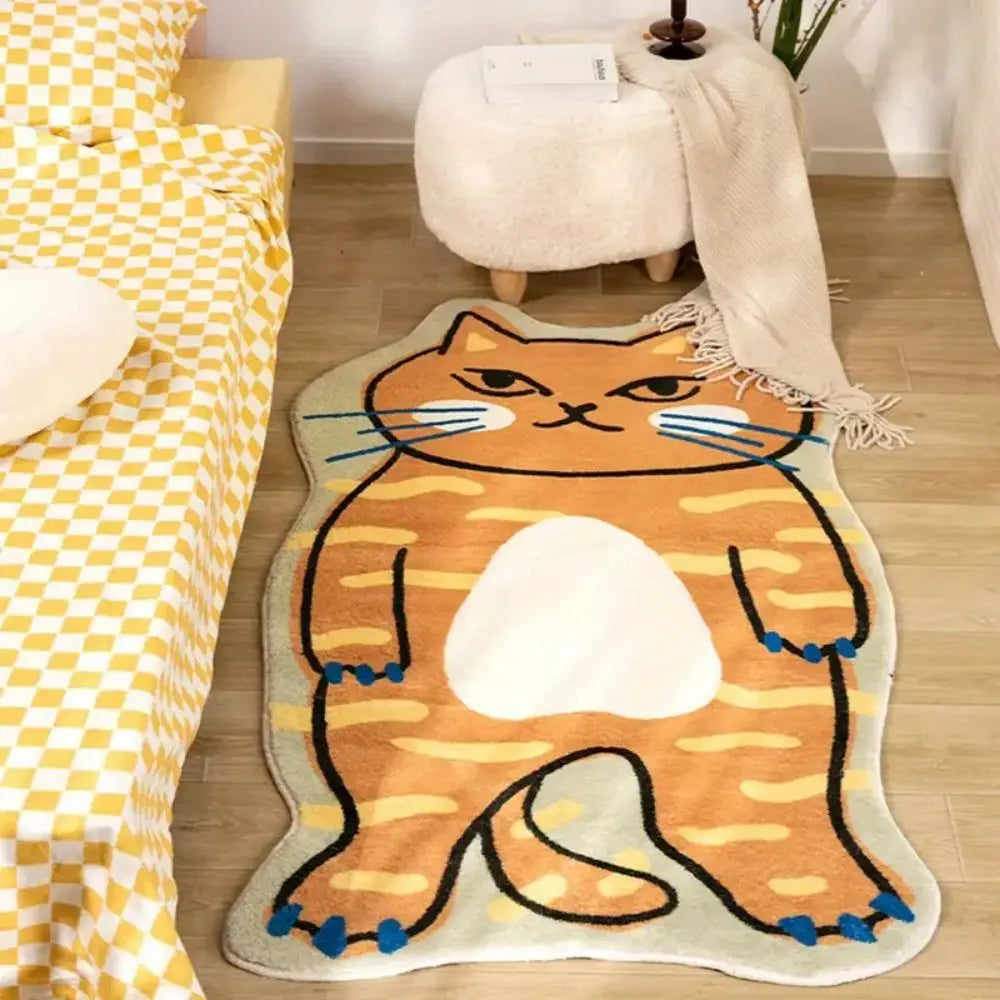 Cat Shaped Bedroom Rug – Cute Cartoon Floor Mat for Kids & Pets