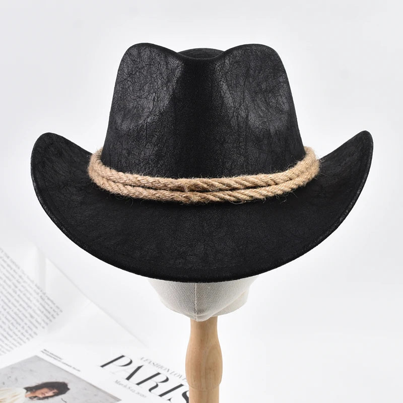 Vintage Western Cowboy Hat with Rope Band – Unisex