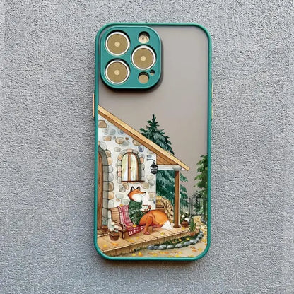 Cartoon Animal iPhone Case – Bear Fox Squirrel Design