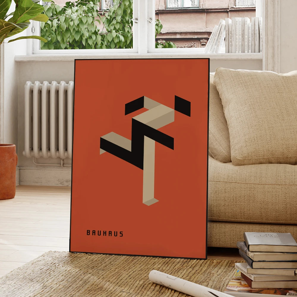 Bauhaus Running Man Canvas Wall Art – Geometric Abstract Print
