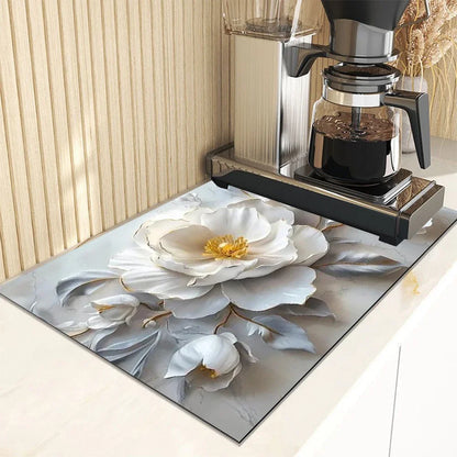 Vikama Waterproof Heat Resistant Countertop Mat Stain Resistant 3d Peony Kitchen Pad - Waterproof