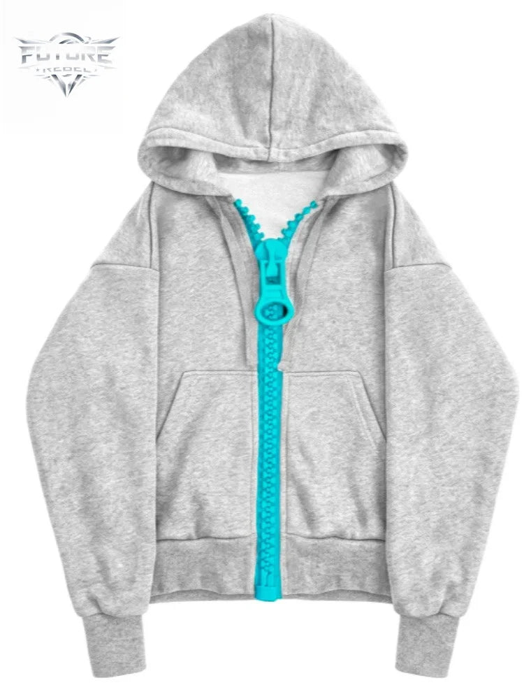Mens Hoodie Oversized Zipper Streetwear Sweatshirt Harajuku Unisex Loose Fit Couple Style Casual