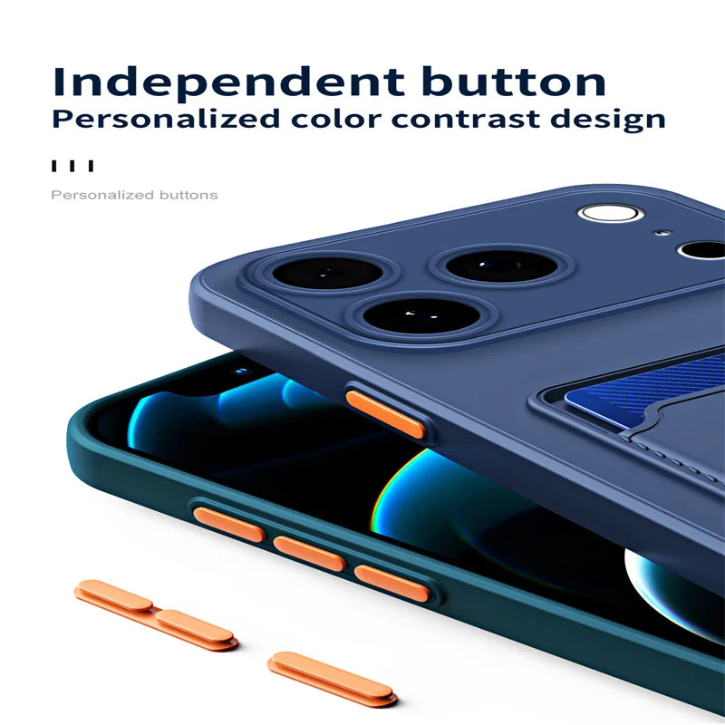 Silicone Card Holder iPhone Case – Wallet Slot Back Cover