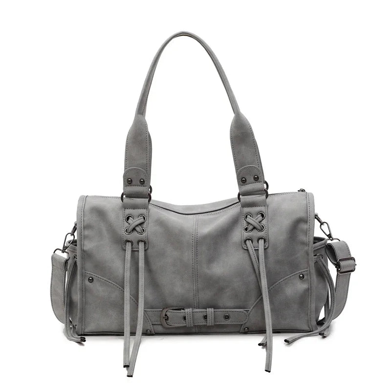 Retro Motorcycle Handbag Women Horizontal Tote