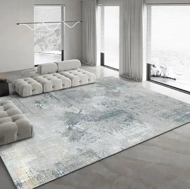 Modern Grey Area Rug – Soft Textured Carpet for Living Room & Bedroom