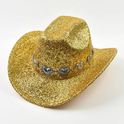 Glitter Cowboy Hat with Rhinestone Chain – Unisex Party Hat