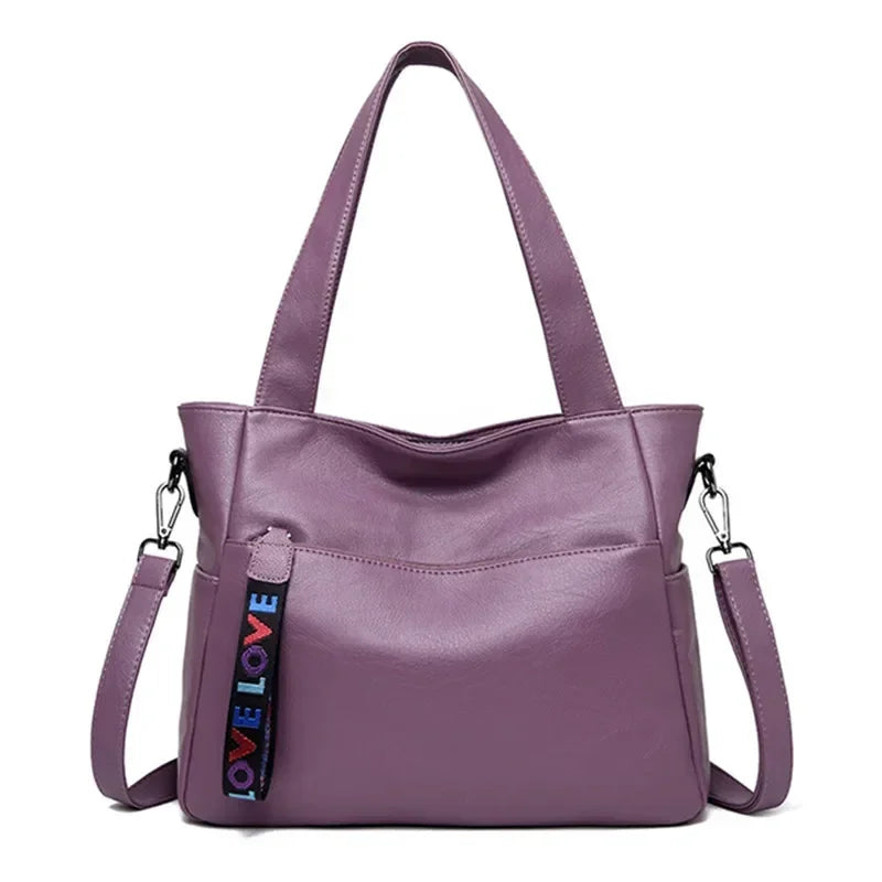 Women's Leather Tote Bag – Top Handle Shoulder Handbag