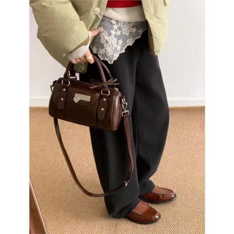 Sweet Cool Coffee Messenger Bag Women Moto Biker Handle Bowling Y2k Bag