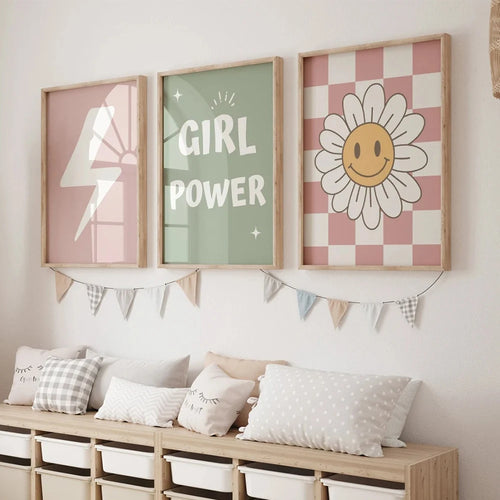 Girl Power Daisy Wall Art Print – Girls Room Poster Set