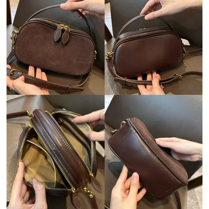 Russian Women's Genuine Suede Cowhide Leather Shoulder Bag