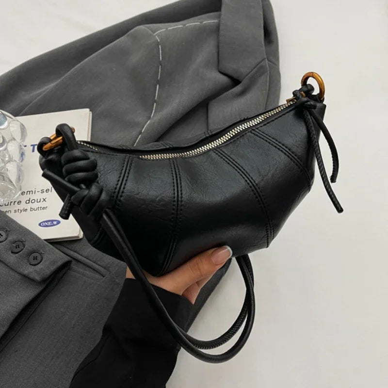 Personalized Croissant Shoulder Bag Vintage PU Leather