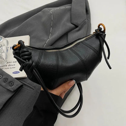 Personalized Croissant Shoulder Bag Vintage PU Leather
