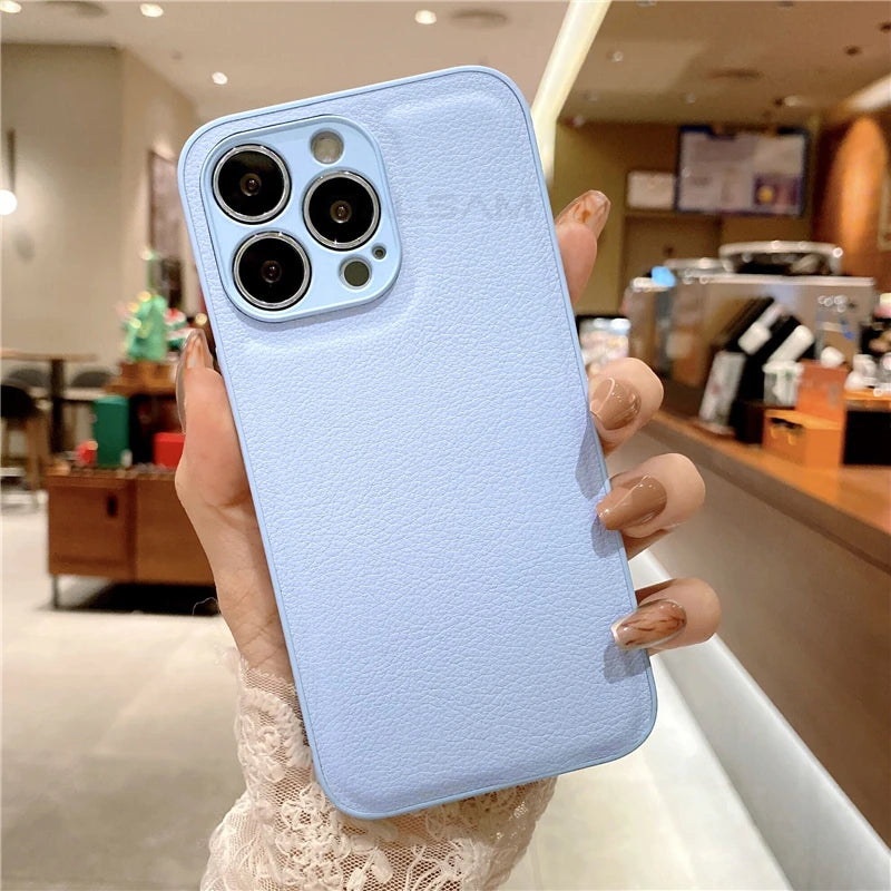 Leather Texture Silicone iPhone Case – Slim & Stylish