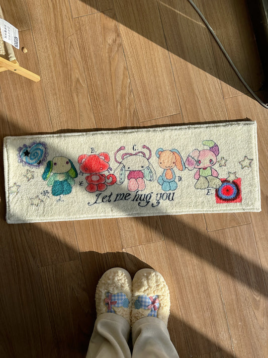 Cute Cartoon Bedside Rug – Soft Wool-Like Floor Mat for Bedroom