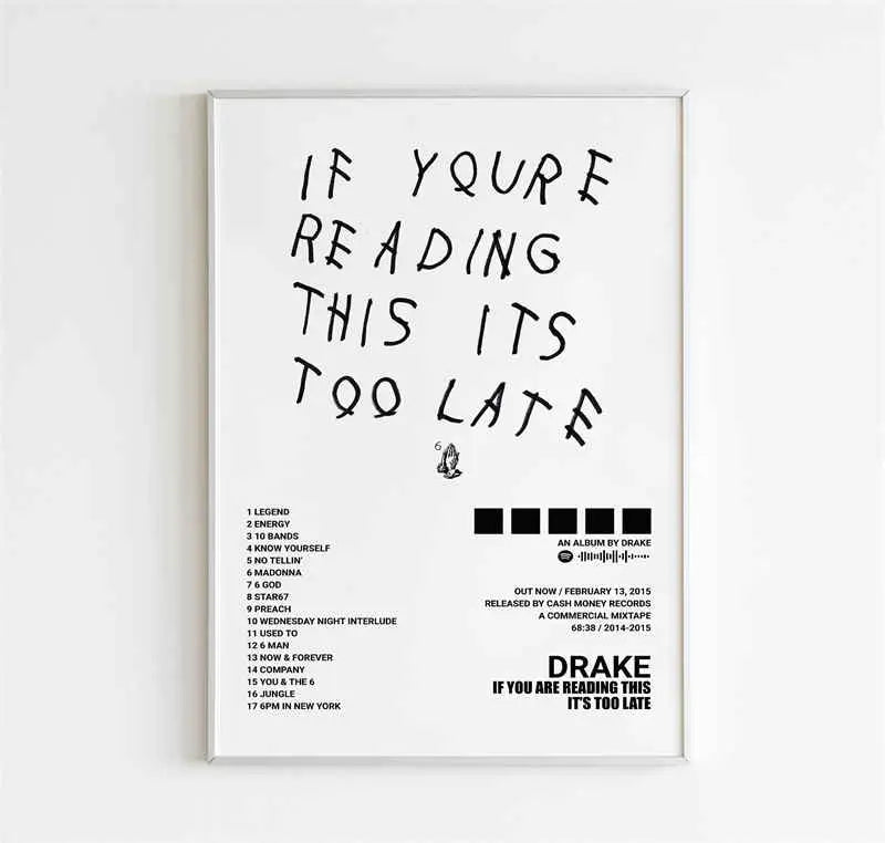 Drake Album Tracklist Poster – Hip Hop Music Wall Art