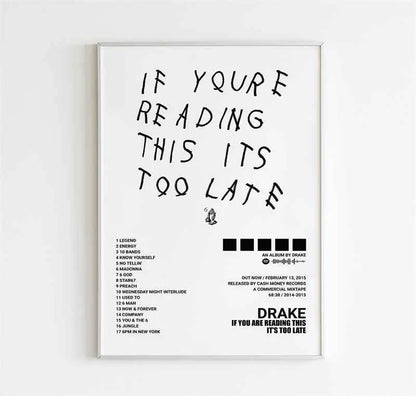 Drake Album Tracklist Poster – Hip Hop Music Wall Art