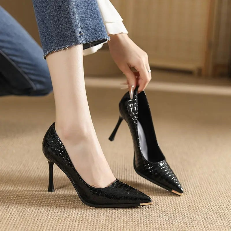 Women's Pointed Toe Stiletto Heels – Patent Leather Pumps