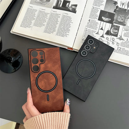 Leather MagSafe Magnetic Case for Samsung Galaxy S21–S26 Series