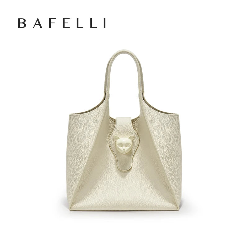 Genuine Leather Tote Handbag with Panther Clasp – Luxury Women's Bag
