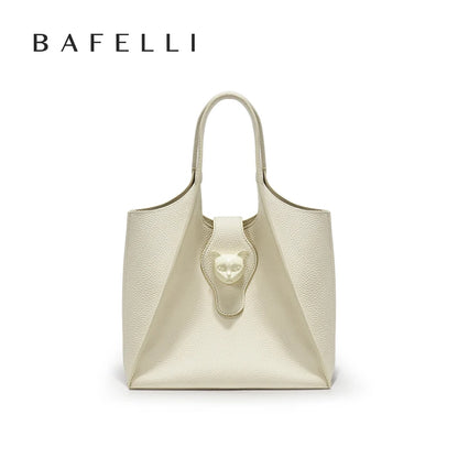 Genuine Leather Tote Handbag with Panther Clasp – Luxury Women's Bag