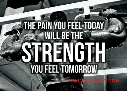 No Pain No Gain Gym Motivation Canvas Wall Art Print