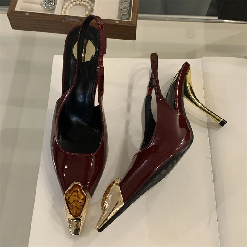 Diamond Stone Slingback Pumps – Women's Stiletto Heels