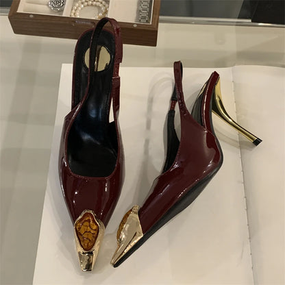 Diamond Stone Slingback Pumps – Women's Stiletto Heels