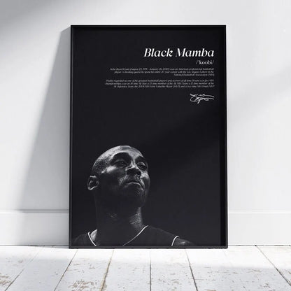 Kobe Bryant Black & White Action Poster – Basketball Wall Art