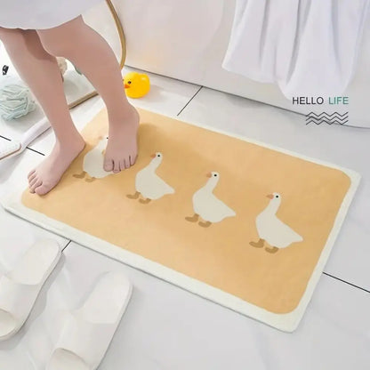 Cartoon Duck Non-Slip Bath Mat – Absorbent Bathroom Rug