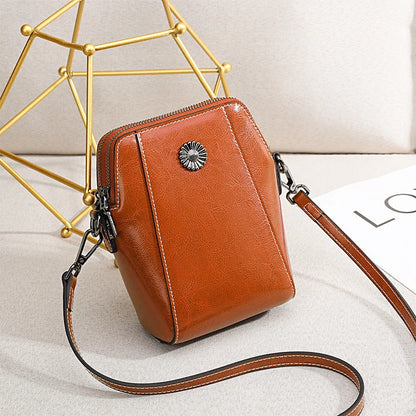 Genuine Leather Crossbody Phone Bag – Oil Wax Cowhide