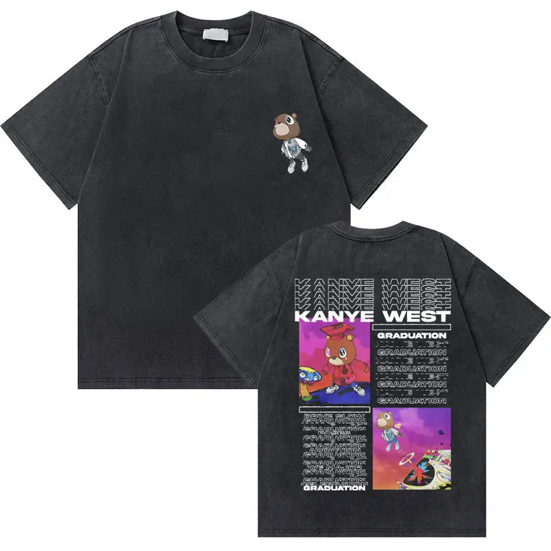 College Dropout Bear Graphic T-Shirt – Washed Vintage Streetwear Tee