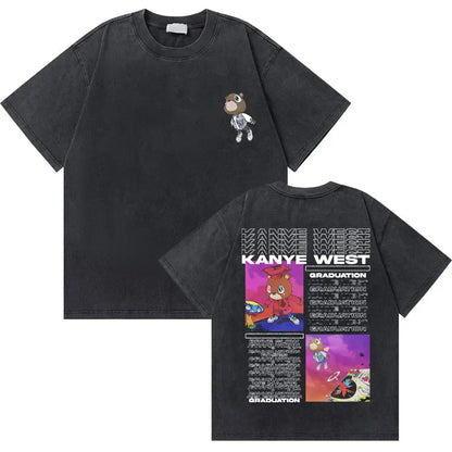 College Dropout Bear Graphic T-Shirt – Washed Vintage Streetwear Tee