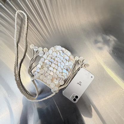 Luxury Sequin Evening Bag – Handmade Woven Hobo Tote Handbag